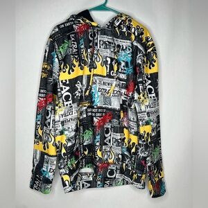 Fresh Prints Of Bel-Air Newspaper Graffiti Pullover Hoodie Colorful Men's Size M